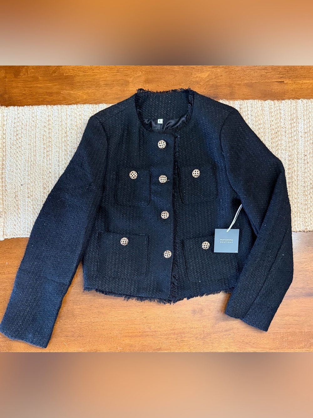Classic Black Tweed Boxy Jacket - Designer Boutique